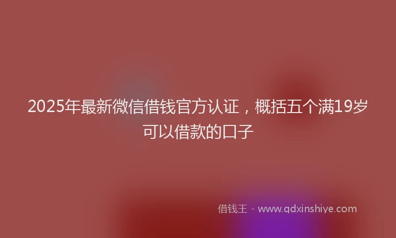 2025年最新微信借钱官方认证，概括五个满19岁可以借款的口子