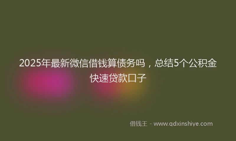 2025年最新微信借钱算债务吗，总结5个公积金快速贷款口子