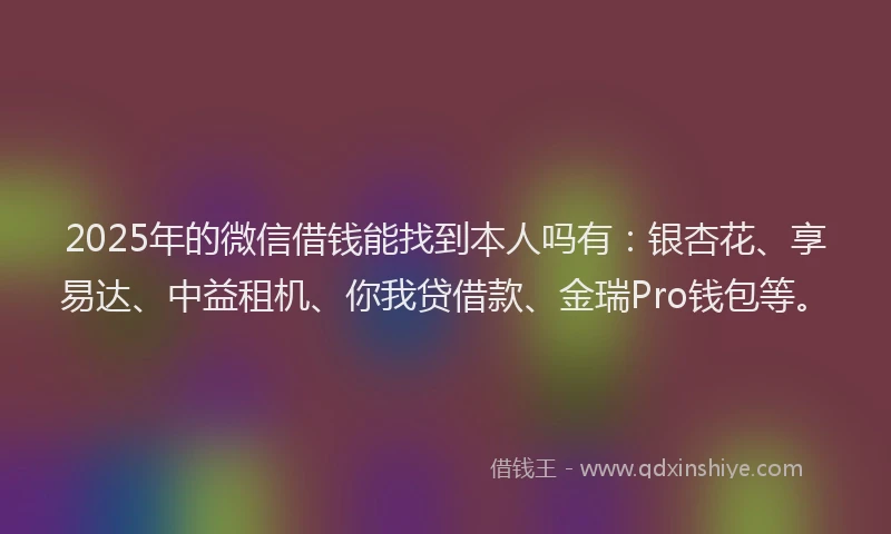 2025年的微信借钱能找到本人吗有：银杏花、享易达、中益租机、你我贷借款、金瑞Pro钱包等。