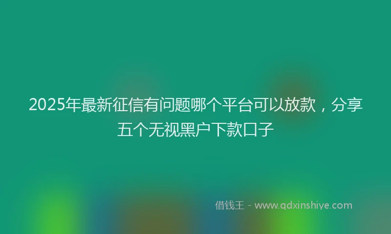 2025年最新征信有问题哪个平台可以放款，分享五个无视黑户下款口子