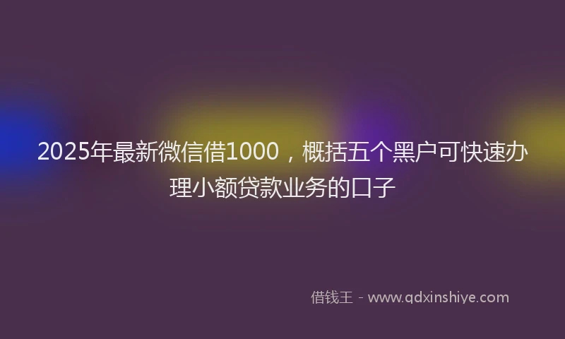 2025年最新微信借1000，概括五个黑户可快速办理小额贷款业务的口子