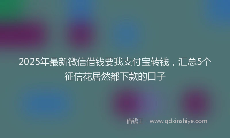 2025年最新微信借钱要我支付宝转钱，汇总5个征信花居然都下款的口子