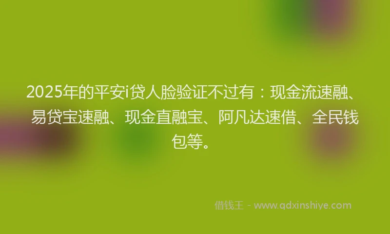 2025年的平安i贷人脸验证不过有：现金流速融、易贷宝速融、现金直融宝、阿凡达速借、全民钱包等。