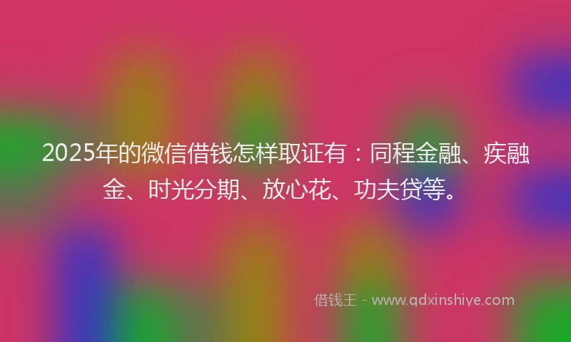 2025年的微信借钱怎样取证有：同程金融、疾融金、时光分期、放心花、功夫贷等。