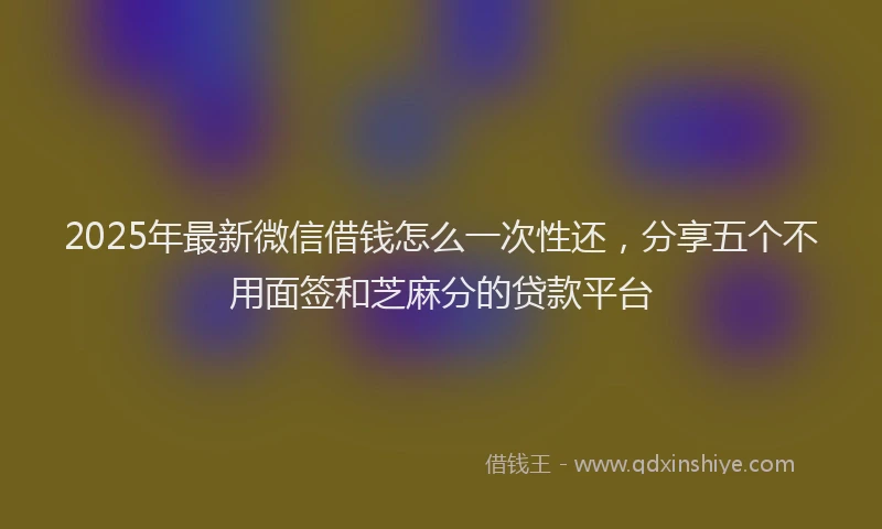 2025年最新微信借钱怎么一次性还，分享五个不用面签和芝麻分的贷款平台