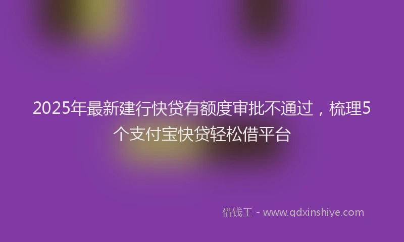 2025年最新建行快贷有额度审批不通过，梳理5个支付宝快贷轻松借平台