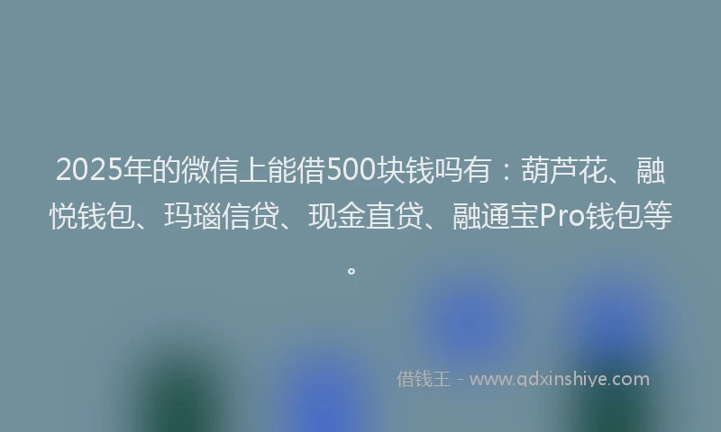 2025年的微信上能借500块钱吗有：葫芦花、融悦钱包、玛瑙信贷、现金直贷、融通宝Pro钱包等。