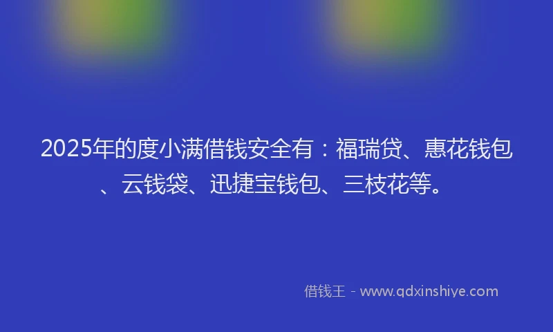 2025年的度小满借钱安全有：福瑞贷、惠花钱包、云钱袋、迅捷宝钱包、三枝花等。