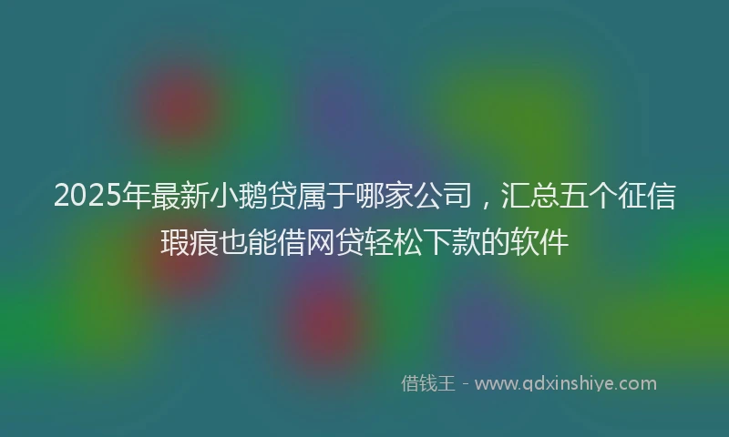2025年最新小鹅贷属于哪家公司，汇总五个征信瑕疵也能借网贷轻松下款的软件