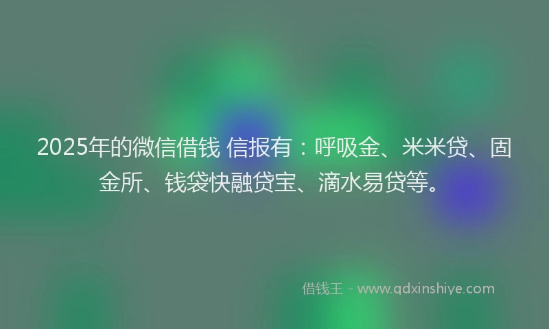 2025年的微信借钱 信报有：呼吸金、米米贷、固金所、钱袋快融贷宝、滴水易贷等。