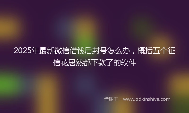 2025年最新微信借钱后封号怎么办，概括五个征信花居然都下款了的软件