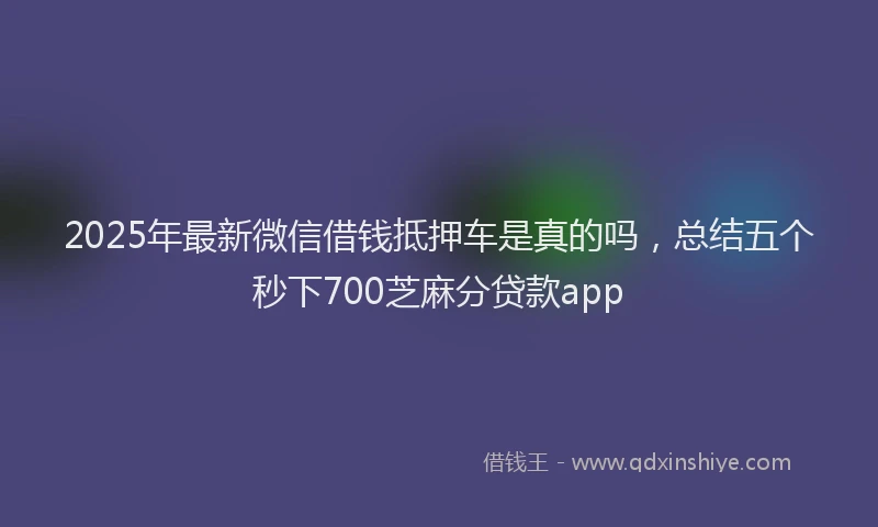 2025年最新微信借钱抵押车是真的吗，总结五个秒下700芝麻分贷款app