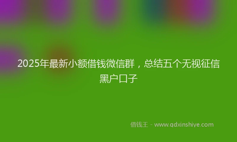 2025年最新小额借钱微信群，总结五个无视征信黑户口子