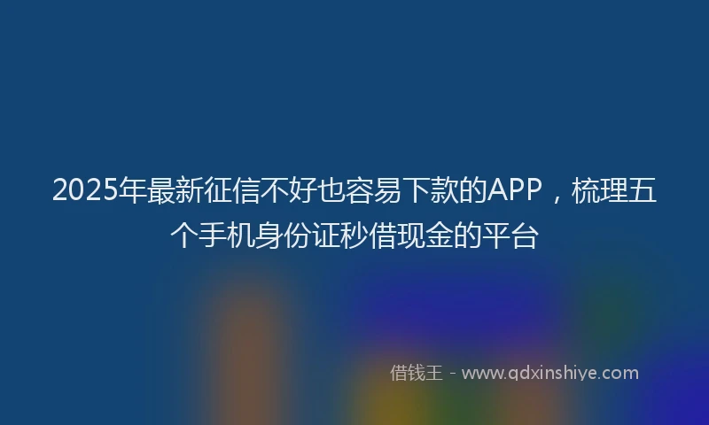 2025年最新征信不好也容易下款的APP，梳理五个手机身份证秒借现金的平台