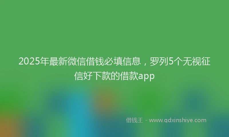 2025年最新微信借钱必填信息，罗列5个无视征信好下款的借款app