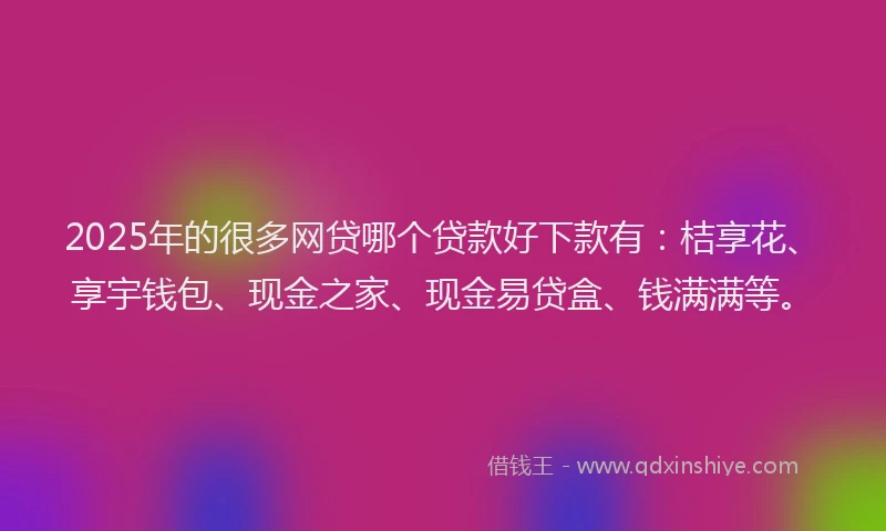 2025年的很多网贷哪个贷款好下款有：桔享花、享宇钱包、现金之家、现金易贷盒、钱满满等。