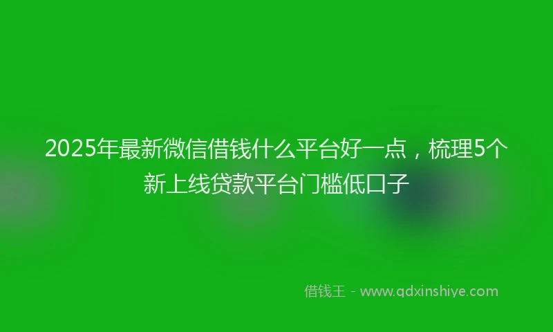 2025年最新微信借钱什么平台好一点，梳理5个新上线贷款平台门槛低口子