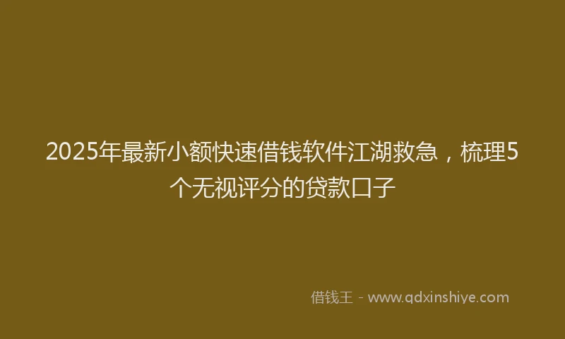 2025年最新小额快速借钱软件江湖救急，梳理5个无视评分的贷款口子