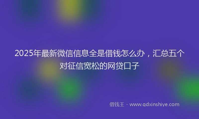 2025年最新微信信息全是借钱怎么办，汇总五个对征信宽松的网贷口子