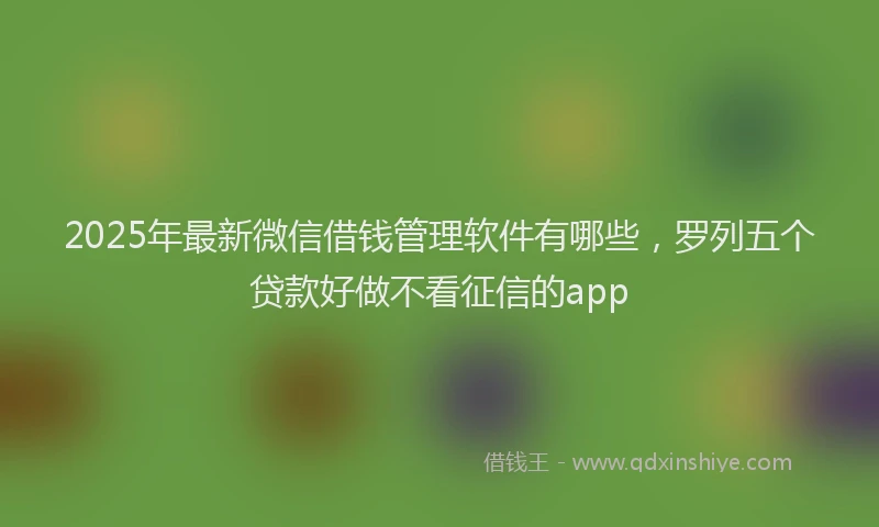 2025年最新微信借钱管理软件有哪些，罗列五个贷款好做不看征信的app