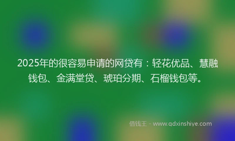 2025年的很容易申请的网贷有：轻花优品、慧融钱包、金满堂贷、琥珀分期、石榴钱包等。