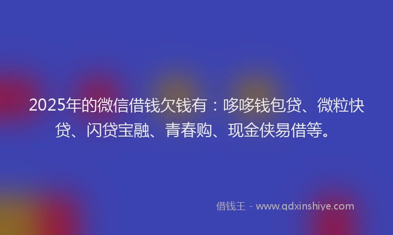 2025年的微信借钱欠钱有：哆哆钱包贷、微粒快贷、闪贷宝融、青春购、现金侠易借等。