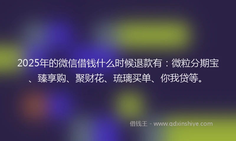 2025年的微信借钱什么时候退款有：微粒分期宝、臻享购、聚财花、琉璃买单、你我贷等。