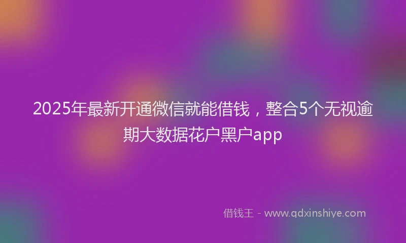 2025年最新开通微信就能借钱，整合5个无视逾期大数据花户黑户app