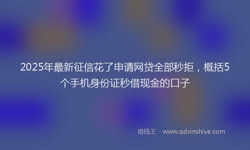 2025年最新征信花了申请网贷全部秒拒，概括5个手机身份证秒借现金的口子