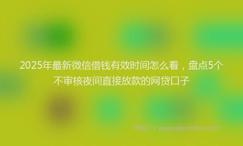 2025年最新微信借钱有效时间怎么看，盘点5个不审核夜间直接放款的网贷口子