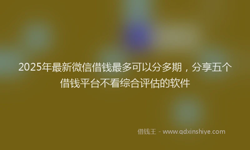 2025年最新微信借钱最多可以分多期，分享五个借钱平台不看综合评估的软件