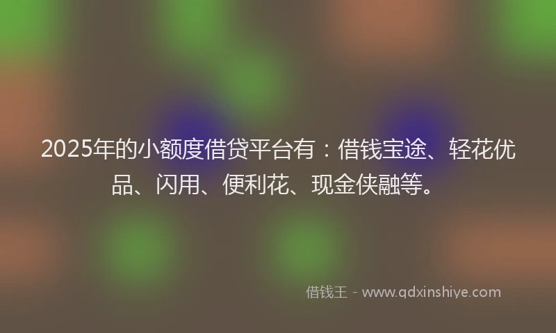 2025年的小额度借贷平台有：借钱宝途、轻花优品、闪用、便利花、现金侠融等。