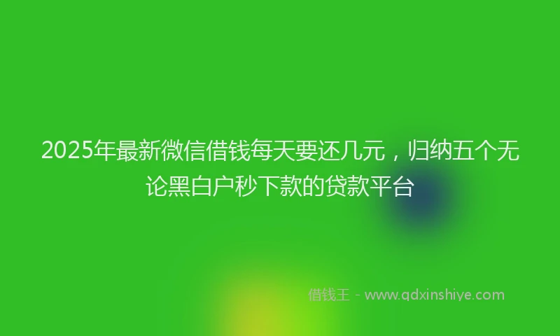 2025年最新微信借钱每天要还几元，归纳五个无论黑白户秒下款的贷款平台