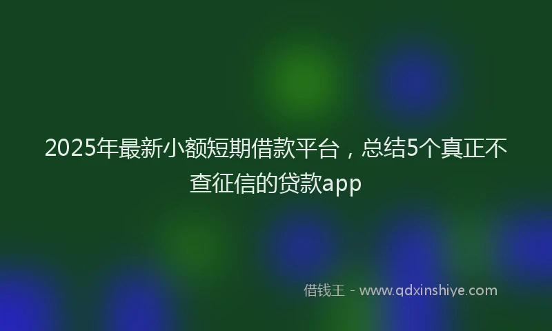 2025年最新小额短期借款平台，总结5个真正不查征信的贷款app