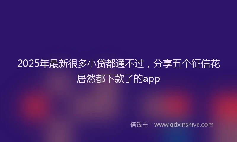 2025年最新很多小贷都通不过，分享五个征信花居然都下款了的app