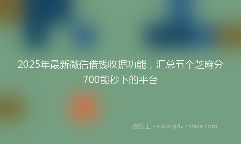 2025年最新微信借钱收据功能，汇总五个芝麻分700能秒下的平台