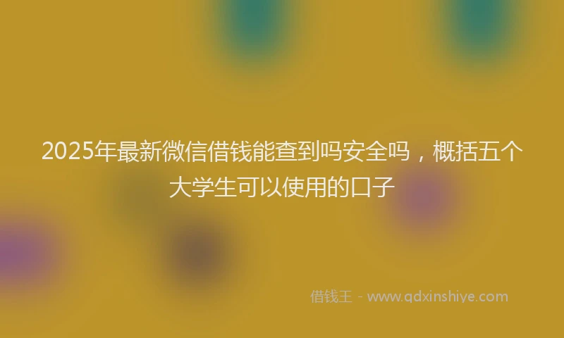 2025年最新微信借钱能查到吗安全吗，概括五个大学生可以使用的口子