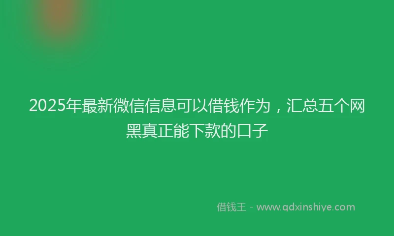 2025年最新微信信息可以借钱作为，汇总五个网黑真正能下款的口子