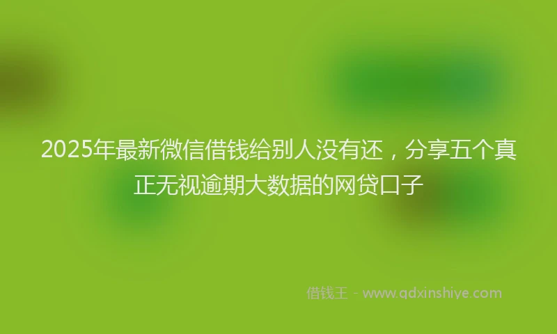 2025年最新微信借钱给别人没有还，分享五个真正无视逾期大数据的网贷口子