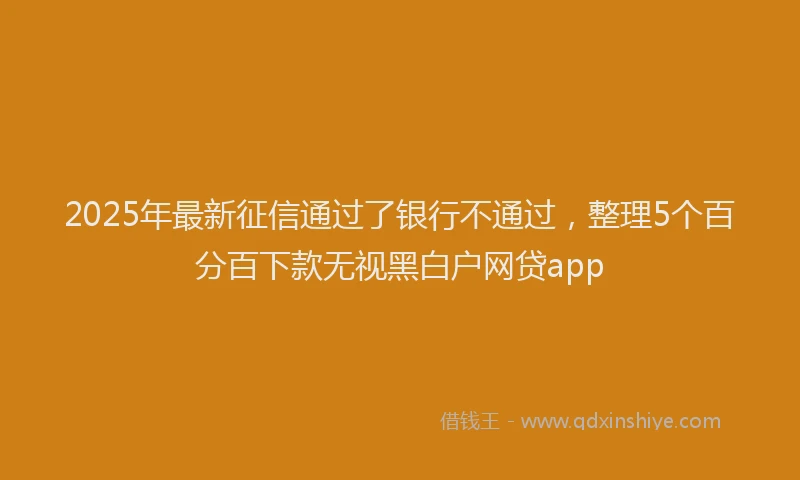 2025年最新征信通过了银行不通过，整理5个百分百下款无视黑白户网贷app