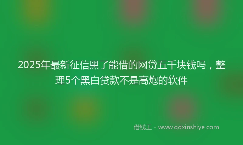2025年最新征信黑了能借的网贷五千块钱吗，整理5个黑白贷款不是高炮的软件