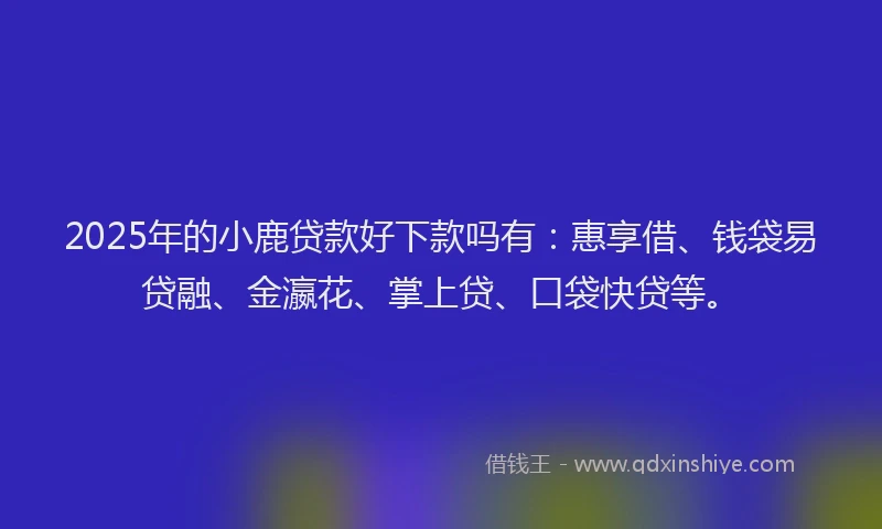 2025年的小鹿贷款好下款吗有：惠享借、钱袋易贷融、金瀛花、掌上贷、口袋快贷等。