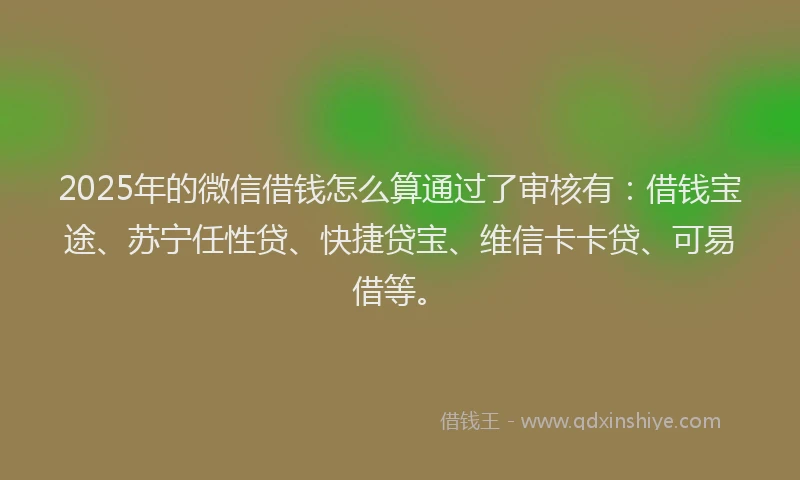 2025年的微信借钱怎么算通过了审核有：借钱宝途、苏宁任性贷、快捷贷宝、维信卡卡贷、可易借等。