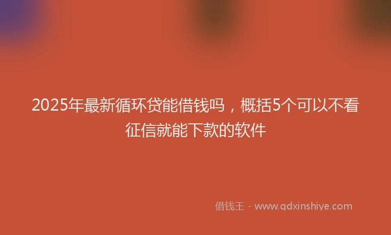 2025年最新循环贷能借钱吗，概括5个可以不看征信就能下款的软件