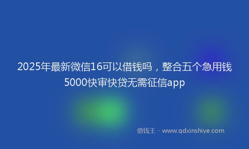 2025年最新微信16可以借钱吗，整合五个急用钱5000快审快贷无需征信app