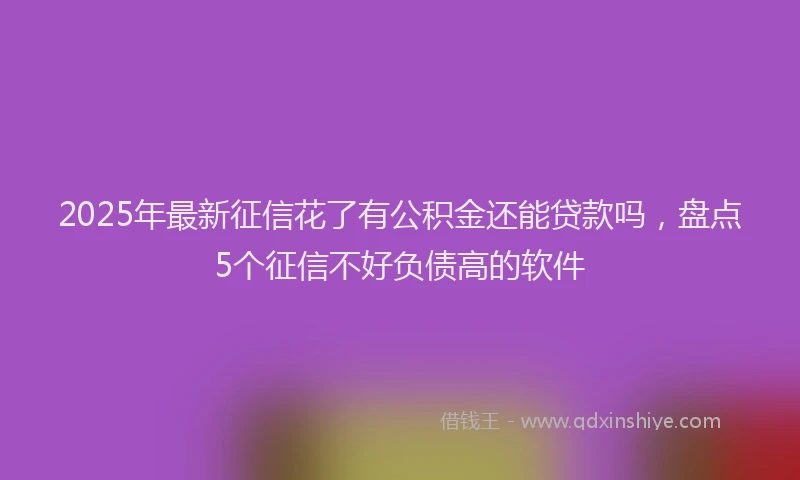 2025年最新征信花了有公积金还能贷款吗，盘点5个征信不好负债高的软件
