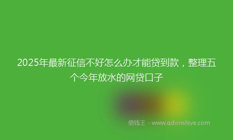 2025年最新征信不好怎么办才能贷到款，整理五个今年放水的网贷口子