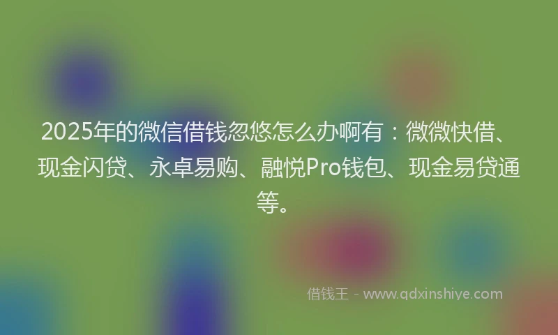 2025年的微信借钱忽悠怎么办啊有：微微快借、现金闪贷、永卓易购、融悦Pro钱包、现金易贷通等。