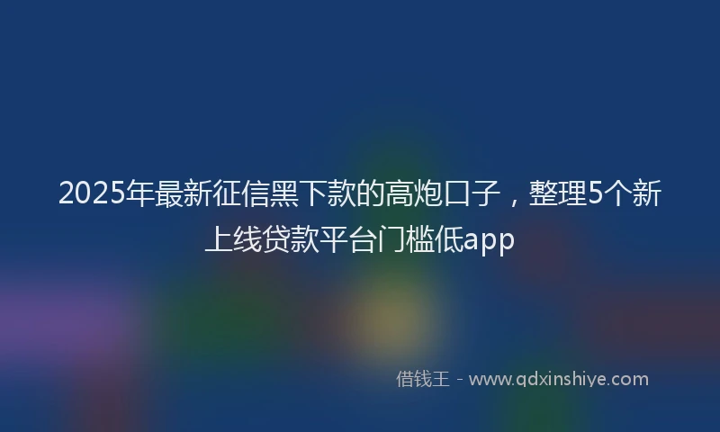 2025年最新征信黑下款的高炮口子，整理5个新上线贷款平台门槛低app