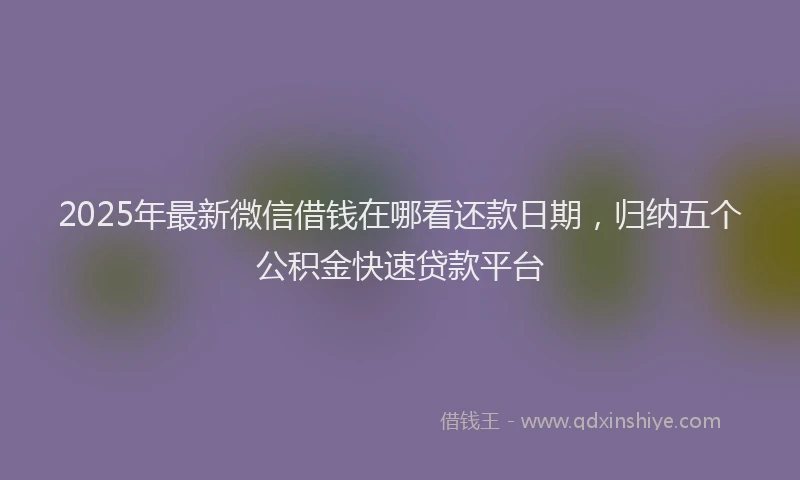 2025年最新微信借钱在哪看还款日期，归纳五个公积金快速贷款平台